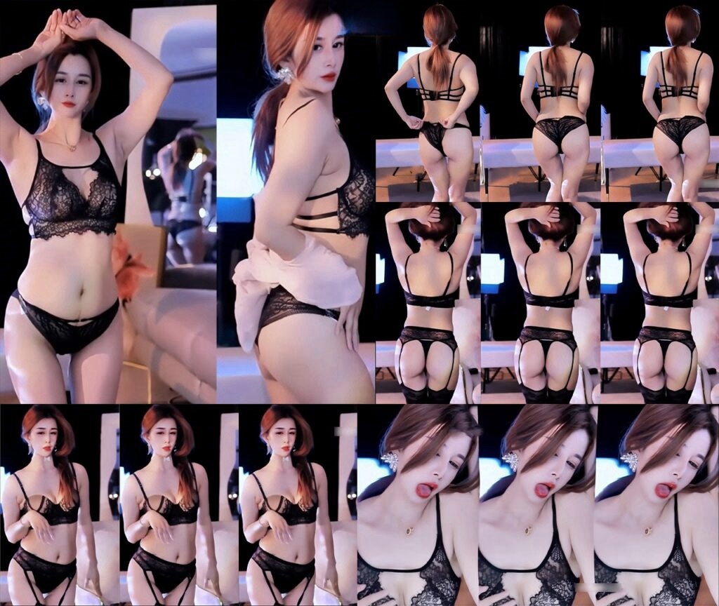 【CC 沐妍】土豪大尺定制热舞 情趣内衣套装 丁字吊带黑丝！【3V】【1.51G】