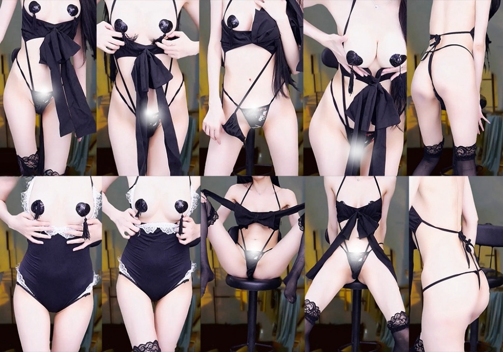 【CC 白妖妖】千元大尺定制热舞 丁字紧勒 黑色乳贴白皙美乳抖抖抖！【2V】【449M】