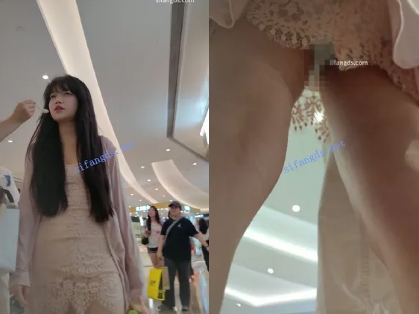 【永久专享】【CSCD】粉色连衣裙美女和朋友逛街，白色内内【1V】【734M】