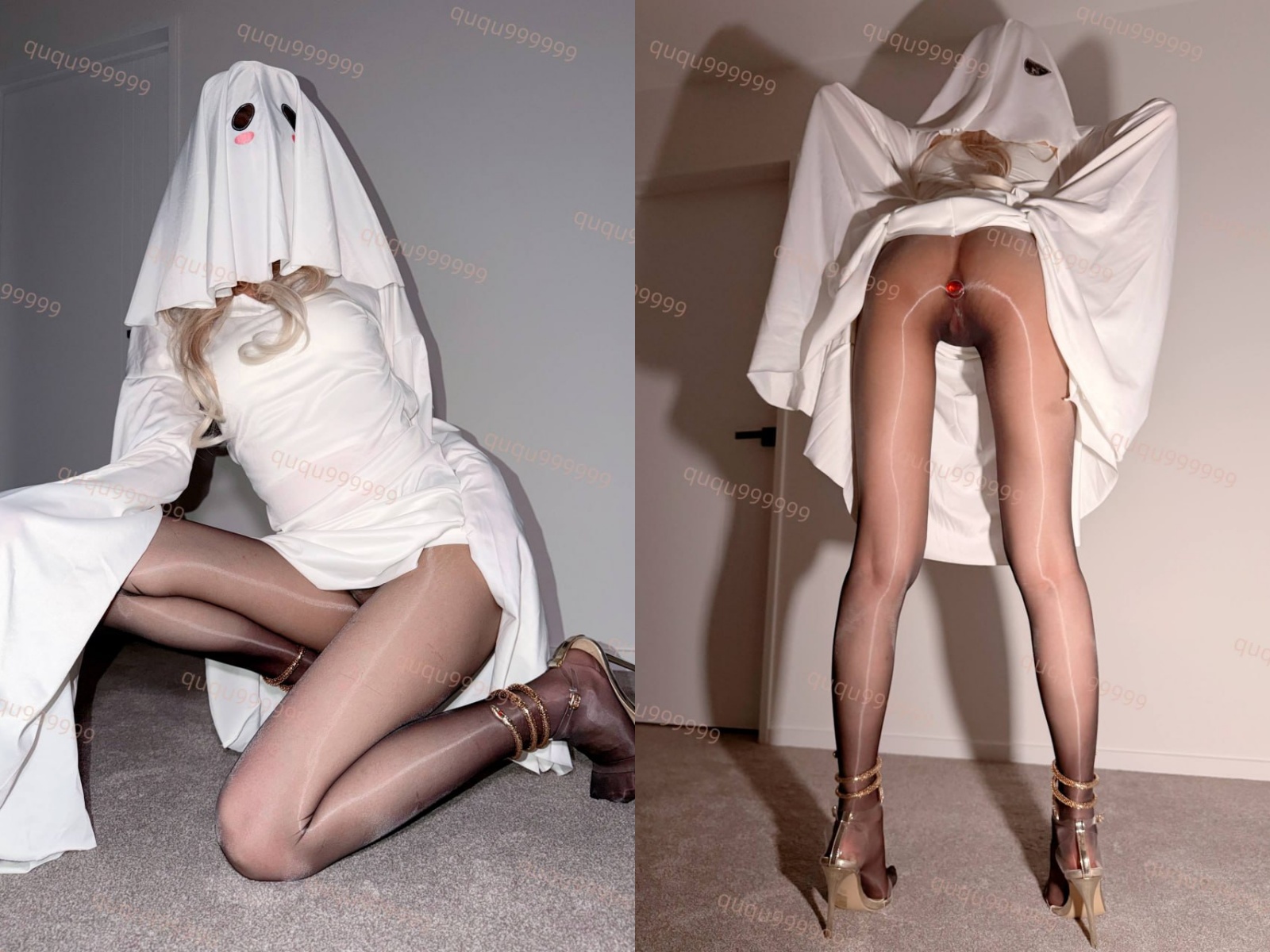 推特 趣趣 自购订阅 单篇购买 11月2日新作，惊魂万圣夜，178丝袜长腿幽灵被操成母狗 新增1V40分钟【2P1V】【916M】