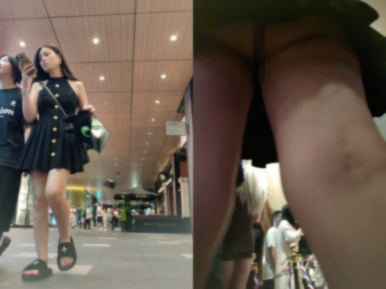 【永久专享】【CSCD】黑色连衣裙美女和朋友逛街买蛋糕，黑色窄内【1V】【908M】