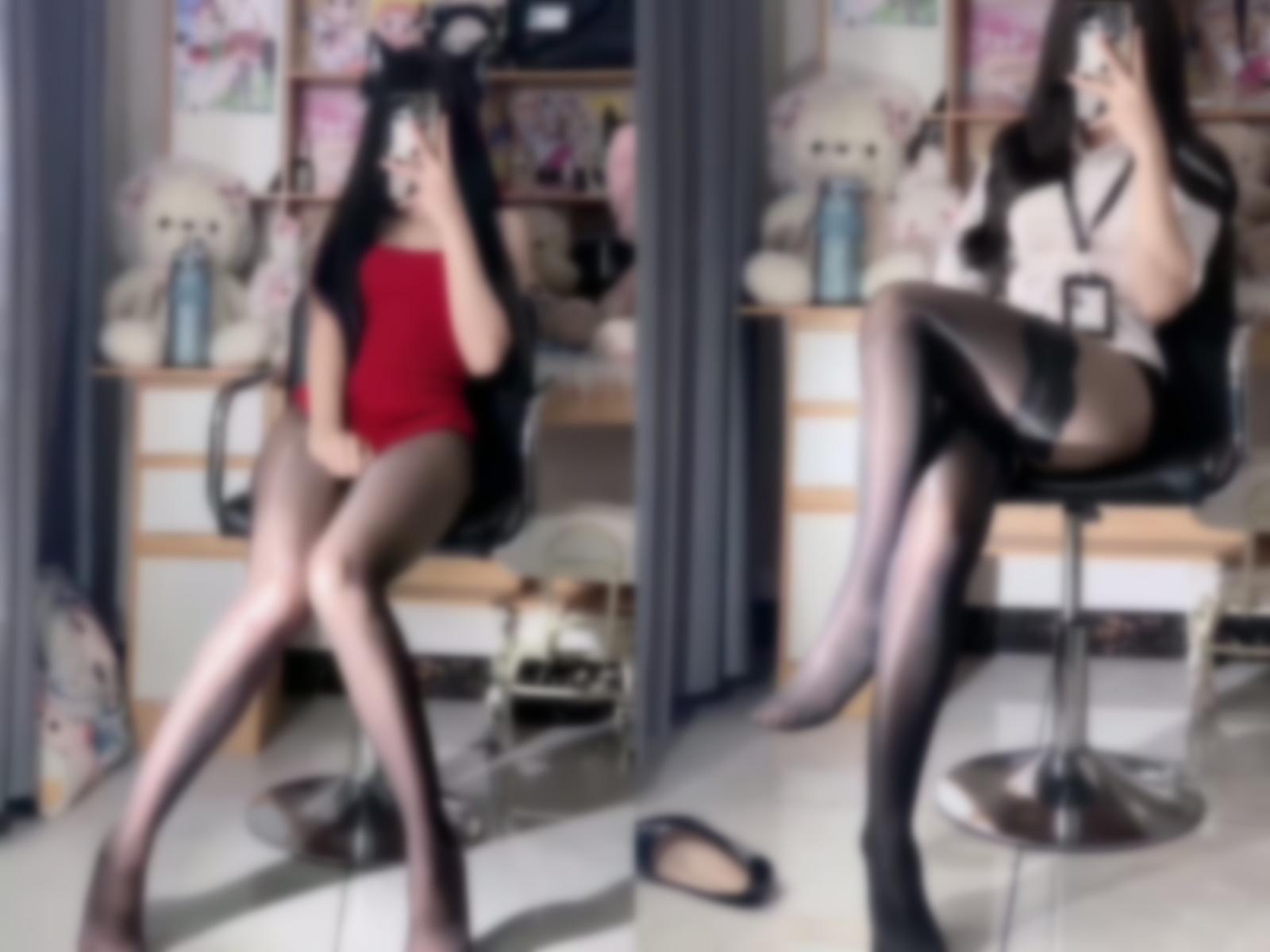 抖音温柔小猪 付费定制性感反差制服女神 内裤透视露毛【2V】【1.39G】