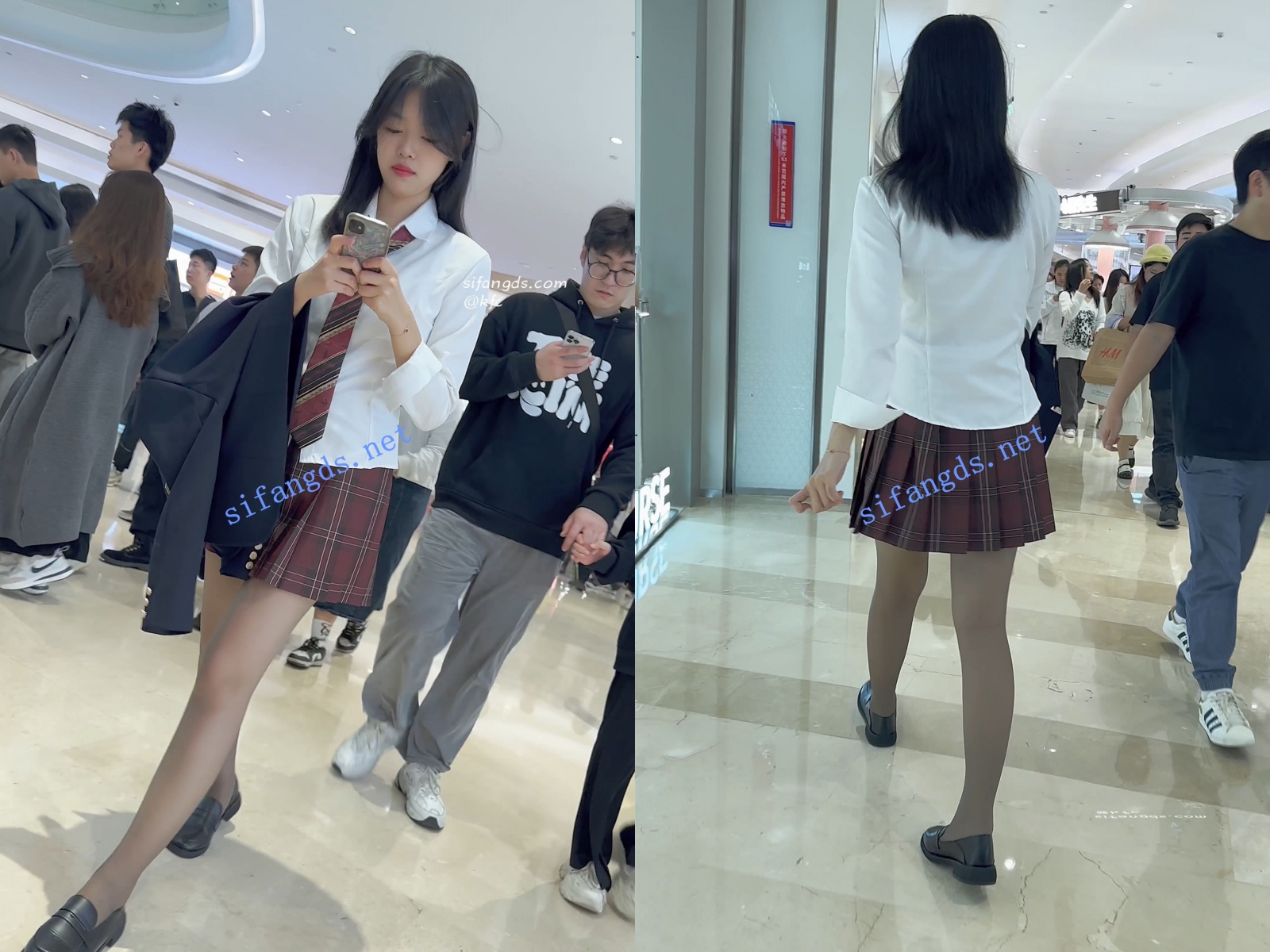 【永久专享】【KFC】JK制服学生妹逛街专注玩手机·灰色丝袜白内前后CD【1V】【408M】