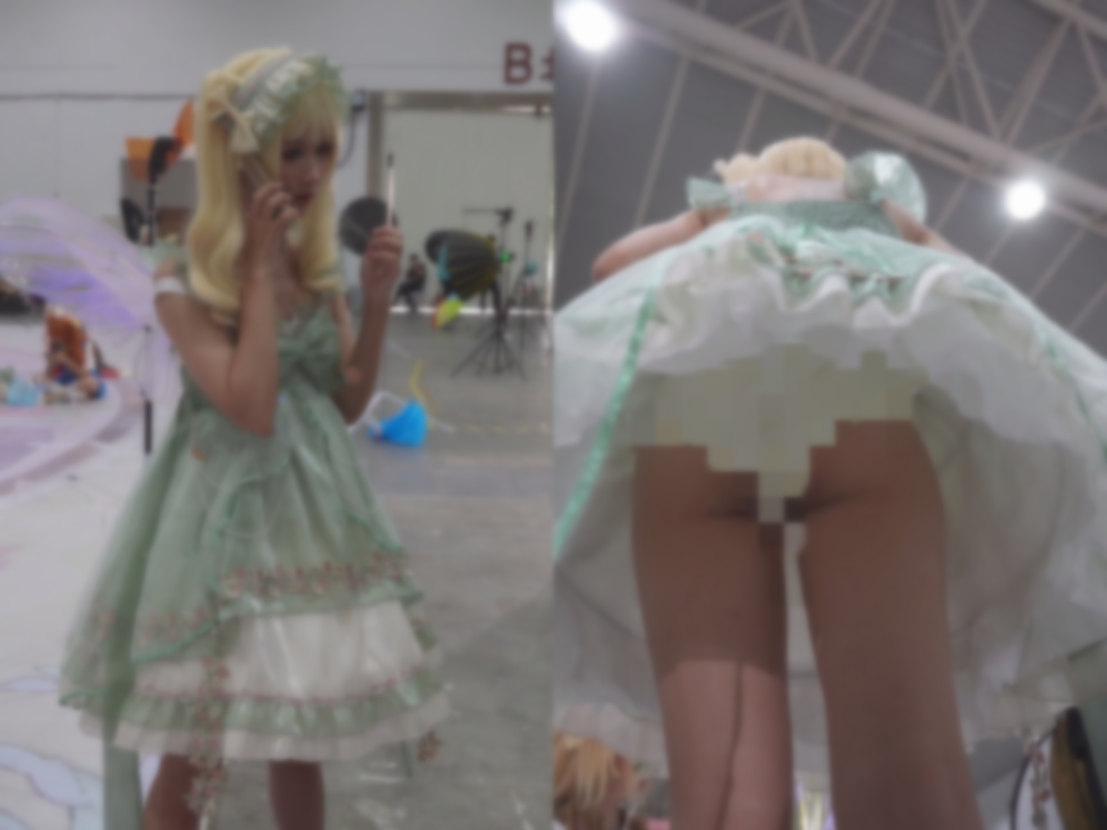 【永久专享】【xxn-326】双马尾蕾丝裙美女..穿裙撑无打底..浅黄内前后CD【1V】【604M】