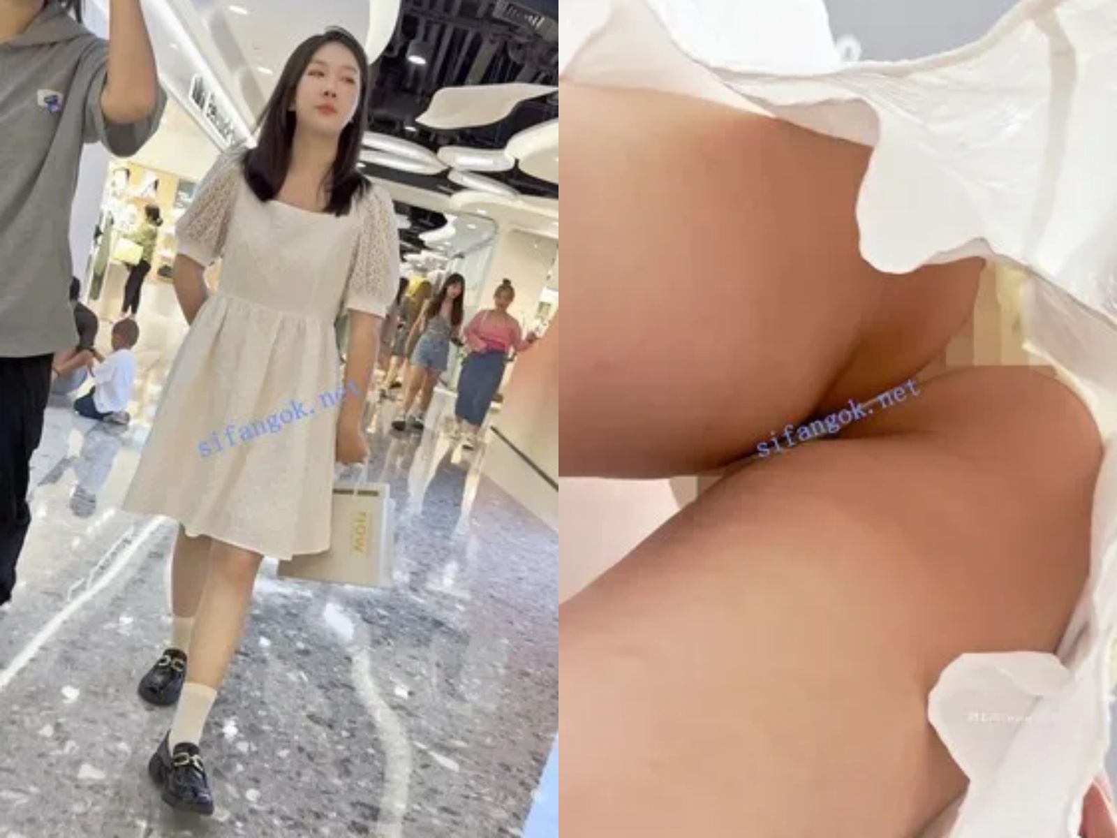 【永久专享】【KFC】少妇和闺蜜逛街·白色长裙下穿着黄色骚窄内·前面够黑【1V】【586M】