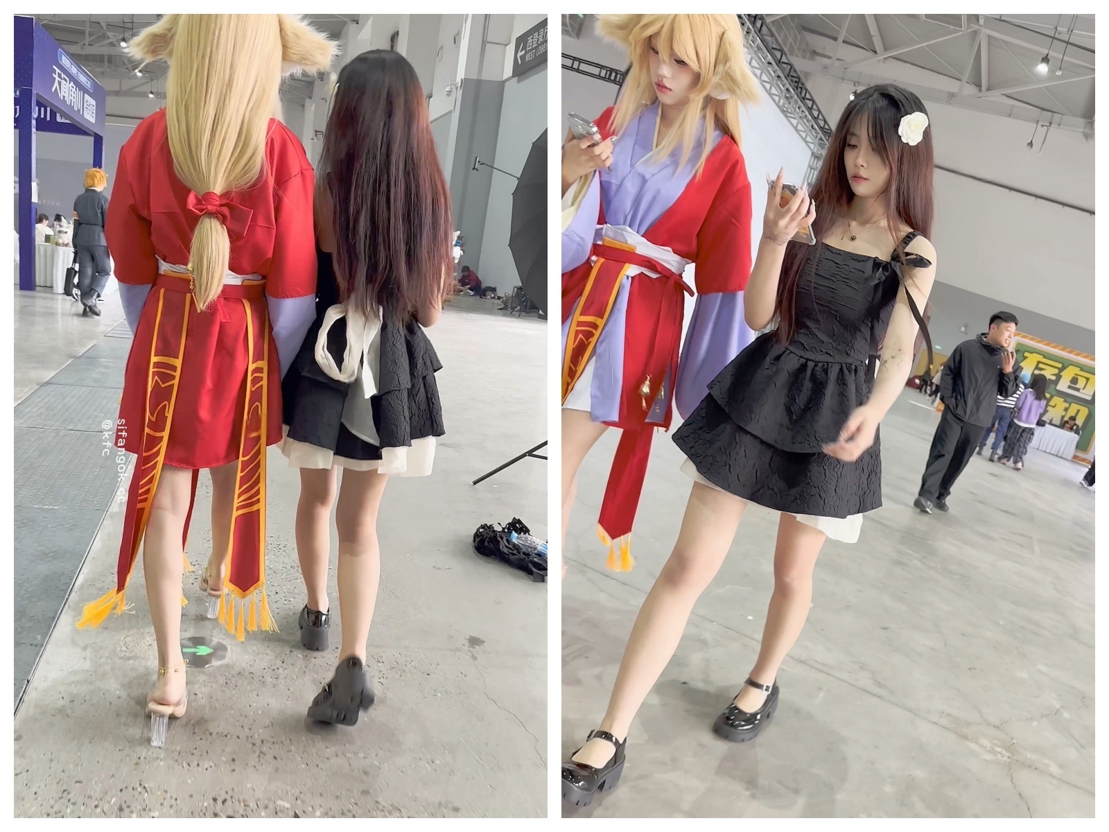 【永久专享】【KFC】精神小妹和闺蜜逛街·短裙淡灰色内内前后CD【1V】【374M】