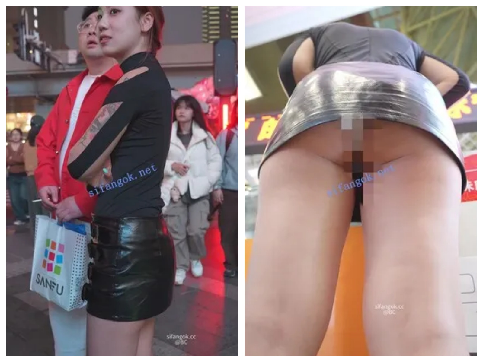 【永久专享】(BC-AA-613)超短皮裙小姐姐逛街..弯腰刮彩票镜头贴着屁股拍【1V】【730M】