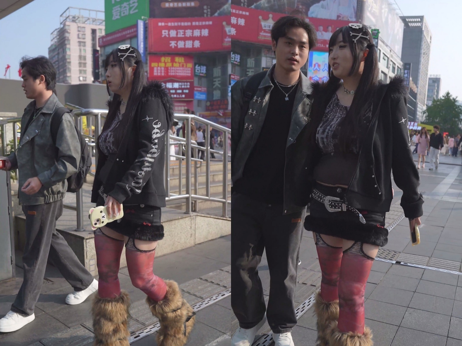 【永久专享】(BC-AA-603)精神小妹冬天超短裙豹纹丝袜..情趣开裆内露屁股缝【1V】【655M】