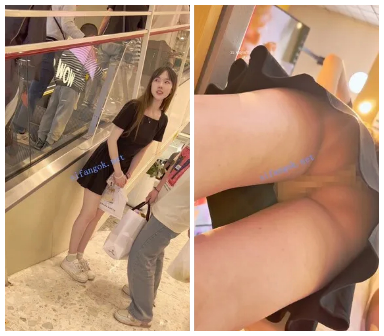 【永久专享】【KFC】长裙学生妹和舍友逛街·肉色窄内前后CD【1V】【292M】