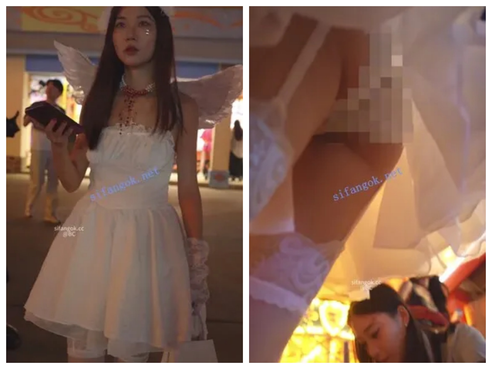 【永久专享】(BC-SSS-101)天使裙美女白丝吊带袜..弯腰被开灯CD..内裤湿了【1V】【767M】