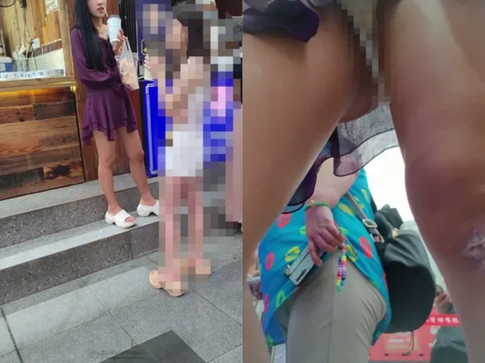 【永久专享】【CSCD】紫色连衣裙小姐姐和闺蜜排队买东西，黄色内内【1V】【624M】