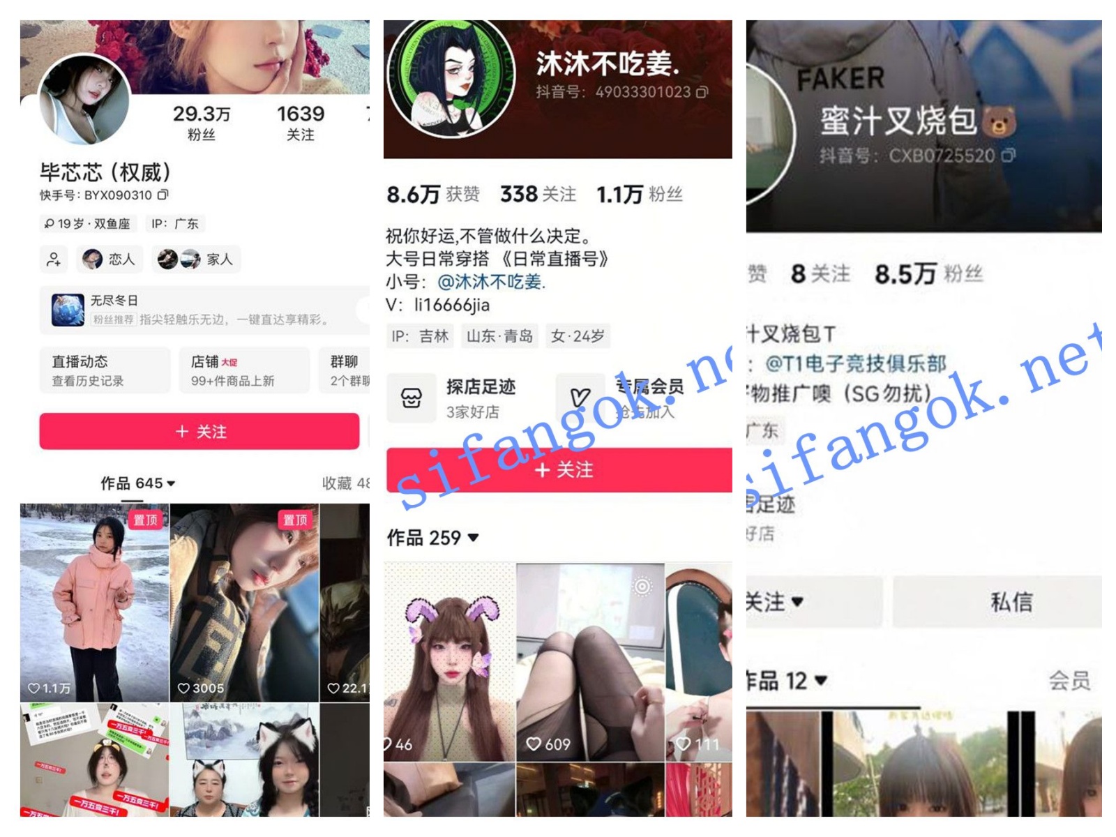 【抖音快手福利】【毕芯芯 蜜汁叉烧包 沐沐不吃姜】【18P16V】【499M】