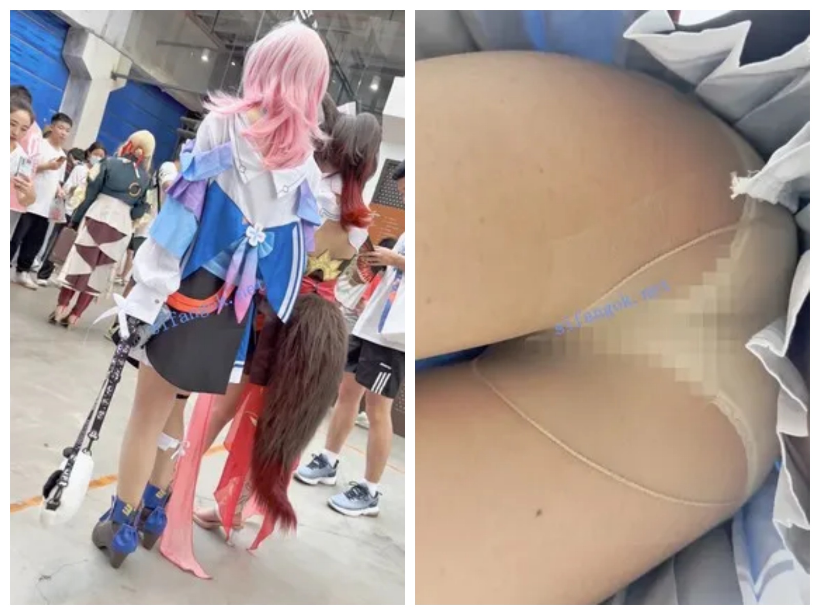 【永久专享】【KFC】学生妹COSER逛街·翘起屁股给你看肉丝白色半透内内【1V】【557M】