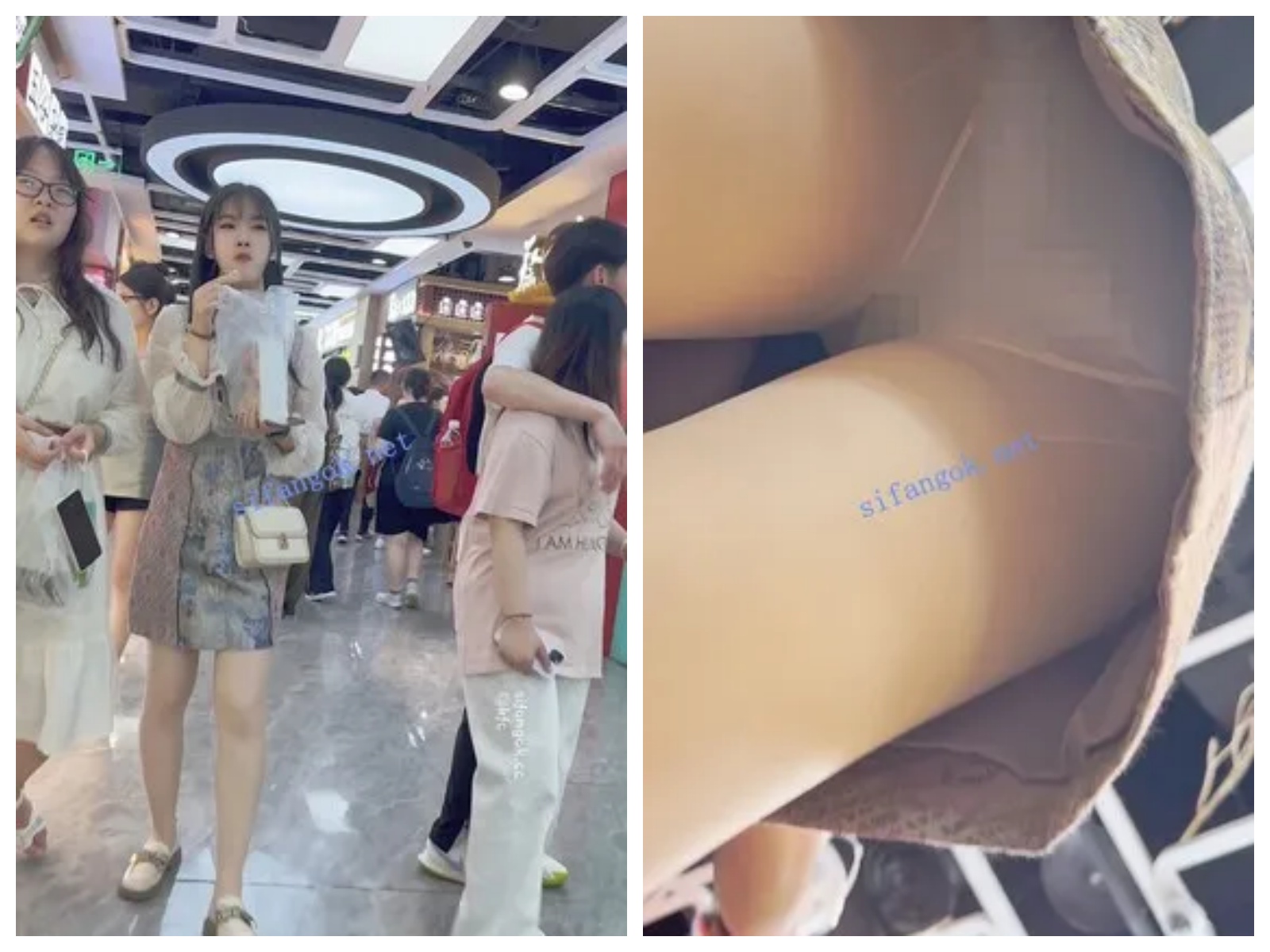 【永久专享】【KFC】长裙学生妹和闺蜜逛街·肉色丝袜白色内内前后CD【1V】【297M】