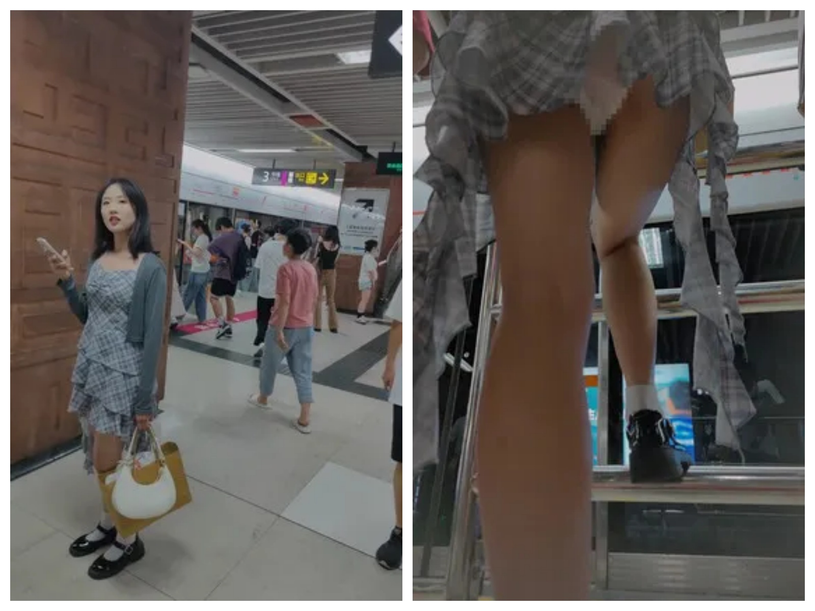 【永久专享】熊猫CD-XM356灰色连衣裙小姐姐坐地铁，白色内内【1V】【1.33G】