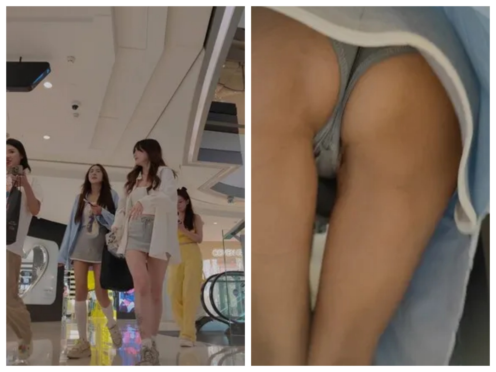 【永久专享】熊猫CD-XM370几个美女一起出来吃饭逛街，抄底两个穿裙子美女【1V】【1.32G】