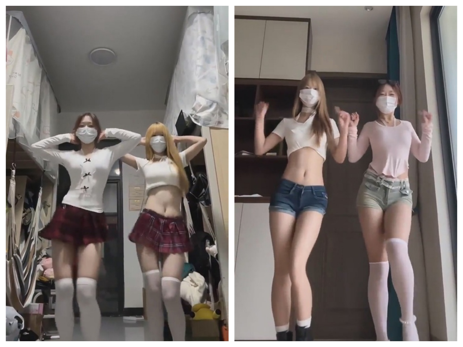 ❣️推荐❣️抖音学生妹【桃子】好身材大长腿，跟闺蜜一起宿舍跳舞，奶圆逼粉，身材紧致，年轻就是顶【12V】【215M】