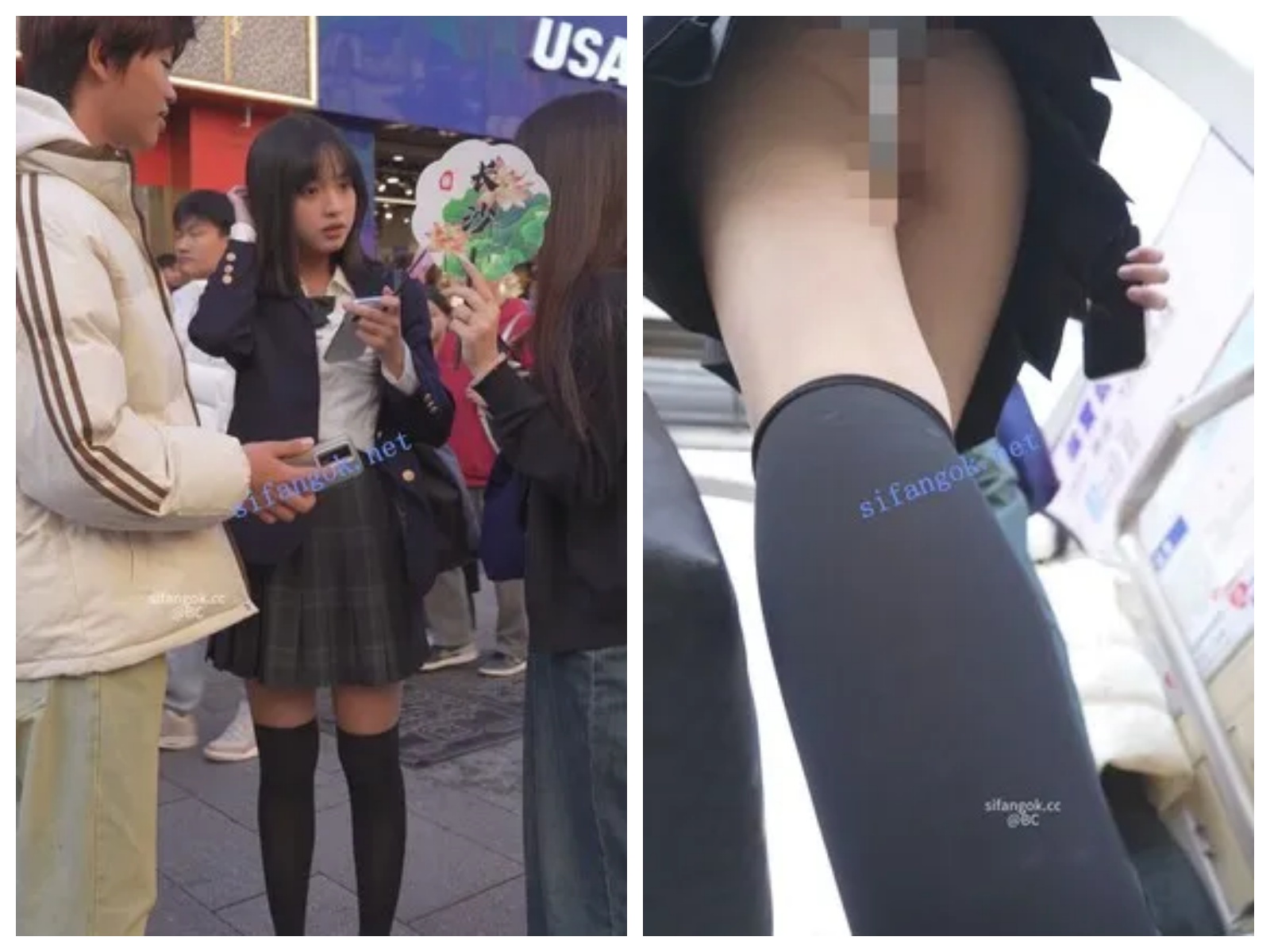 【永久专享】(BC-SSS-106)制服jk冬天过膝袜裸腿逛街..窄内夹进屁股缝上楼梯【1V】【1.21G】