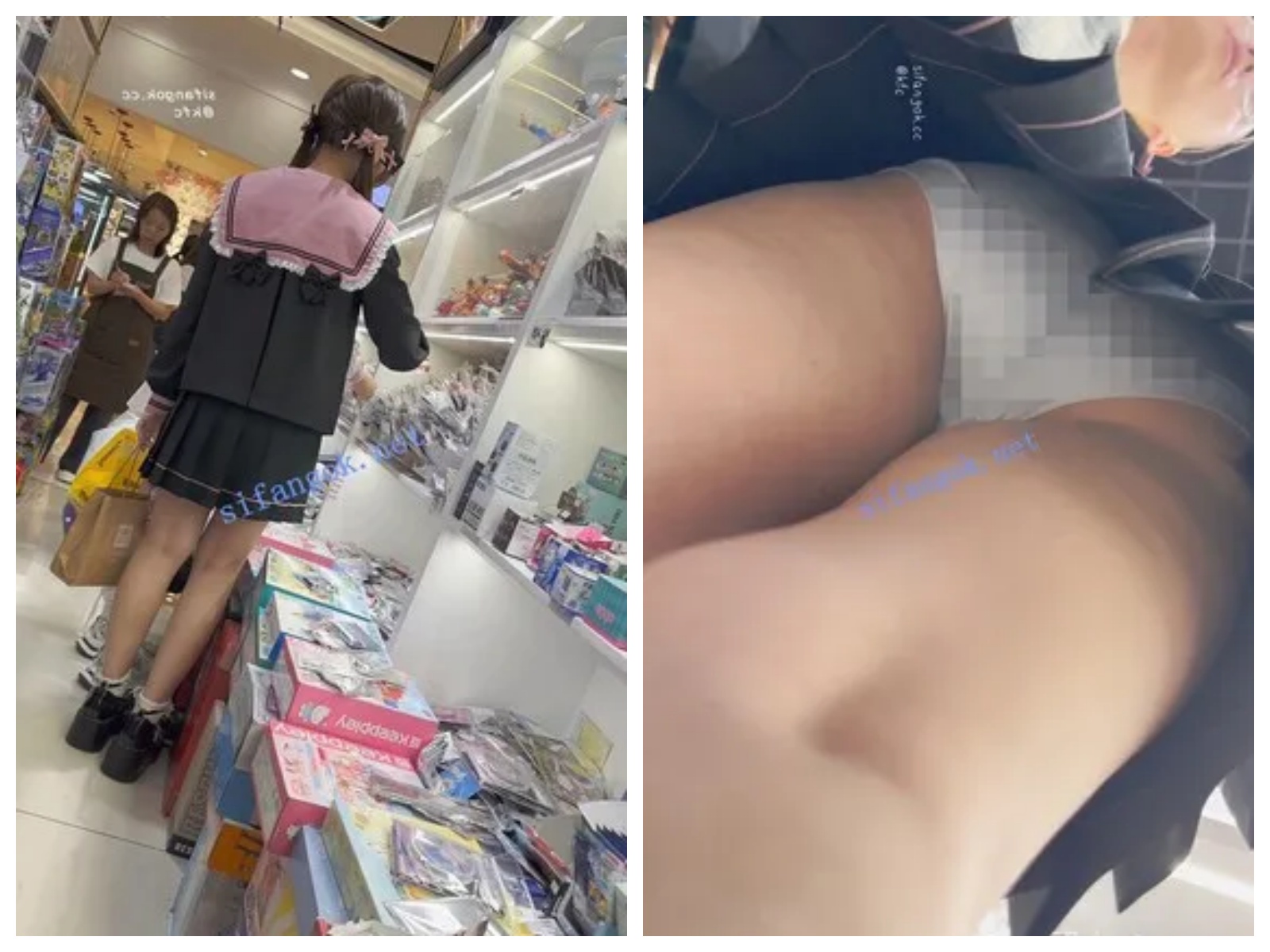 【永久专享】【KFC】JK制服萌妹和闺蜜逛街·可爱甜美系·淡灰色内内前后CD【1V】【927M】