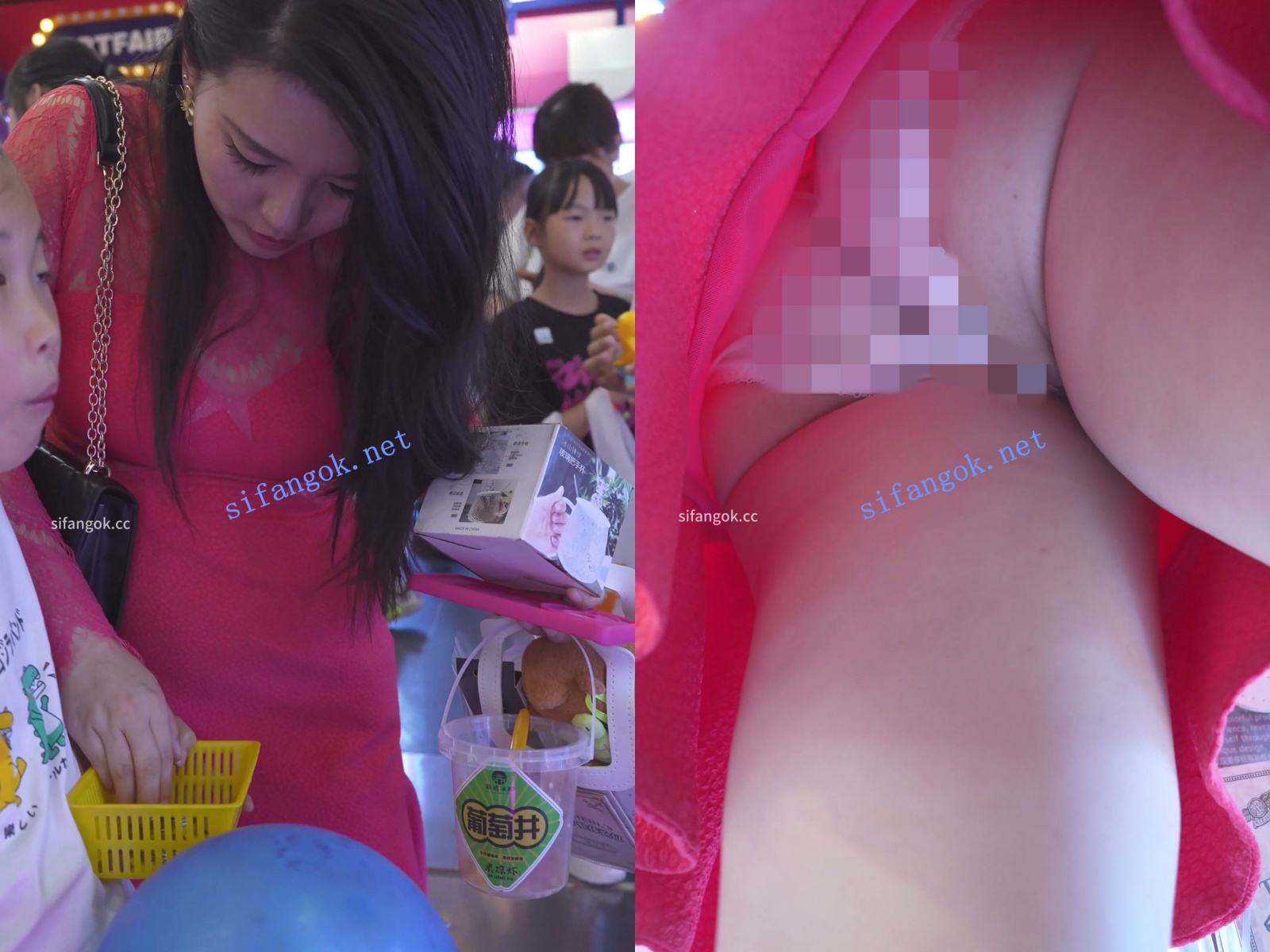 (BC-AA-644)电玩城CD红裙少妇夹娃娃..透明蕾丝内弯腰露屁股缝【1V】【426M】