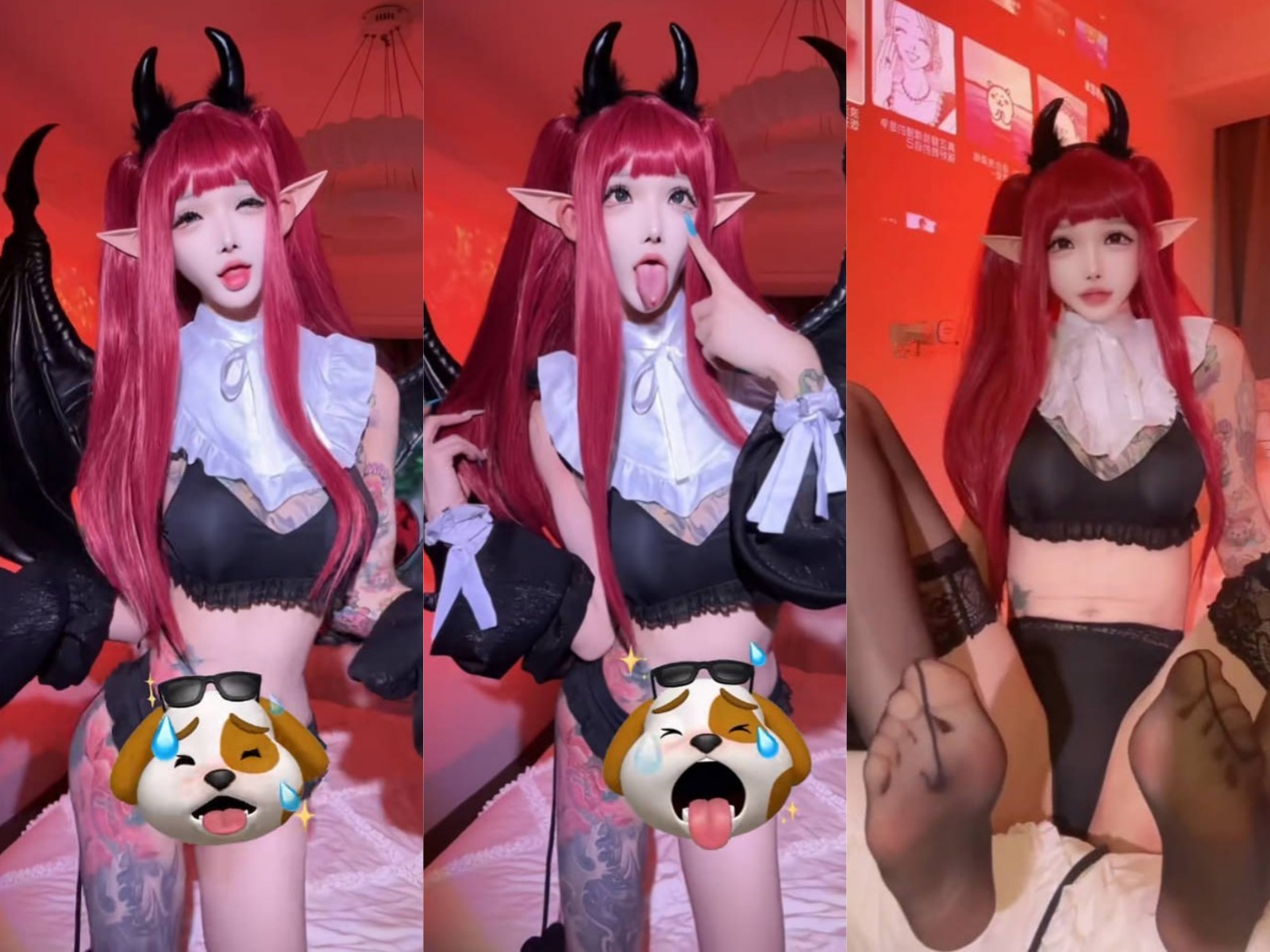 抖音 mo你别哭 1314高价私密视频第十弹 红发小恶魔mia，黑丝脚脸逼同框自慰，求爸爸射进去吧【4V】【176M】