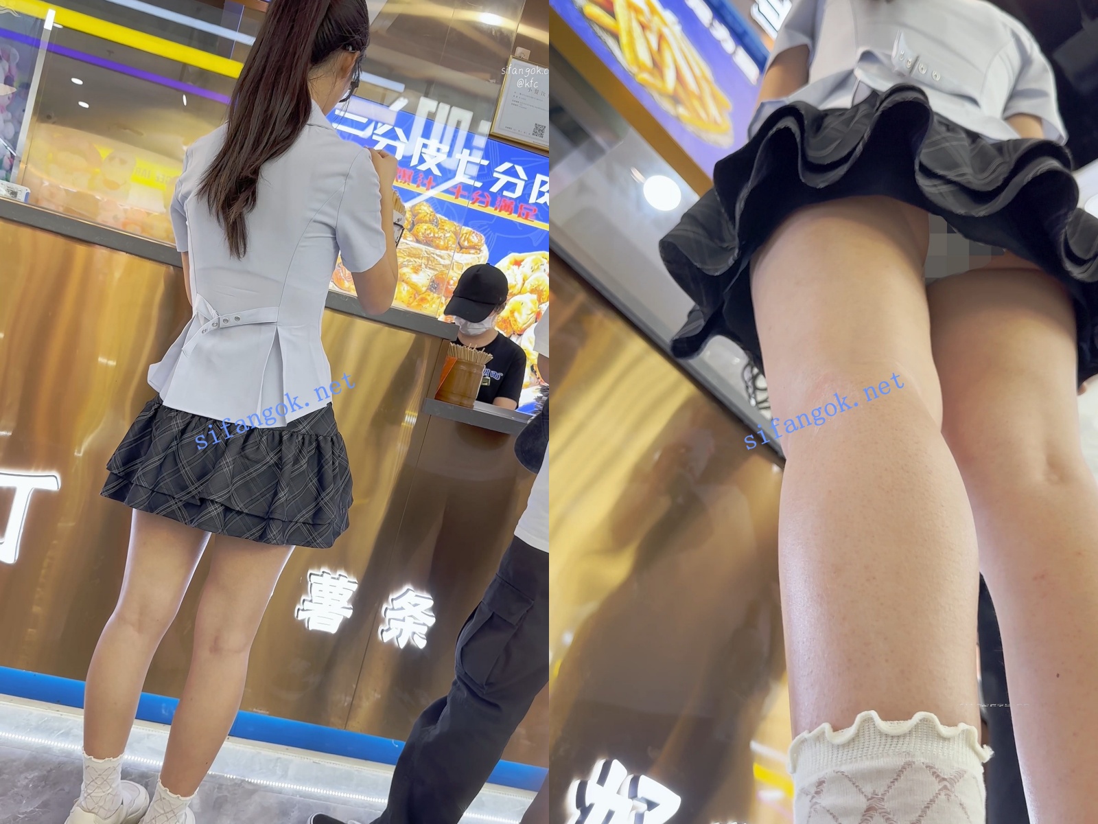 【KFC】JK制服学生妹和男友买奶茶·短裙白色内内低角度超长CD【1V】【1.29G】