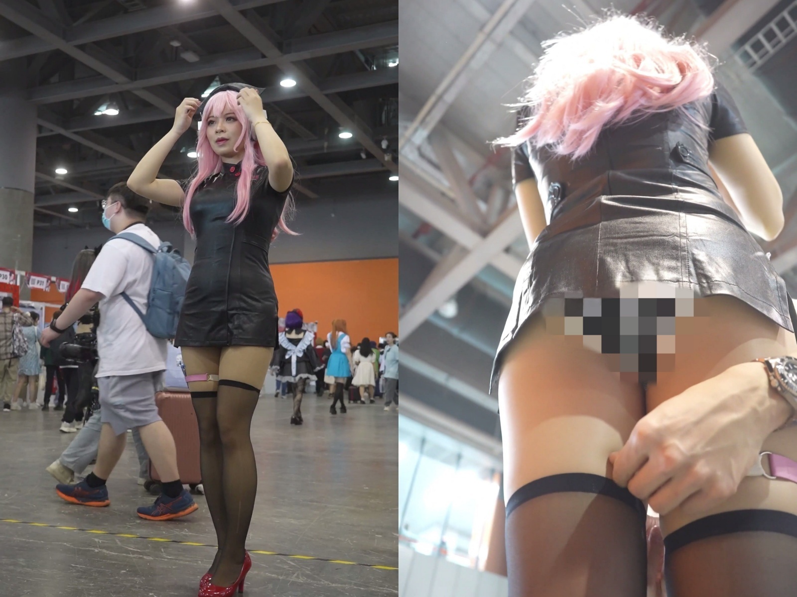 【xxn-361】黑色开衩旗袍cos小姐姐..条纹内裤穿在肉丝外面【1V】【532M】