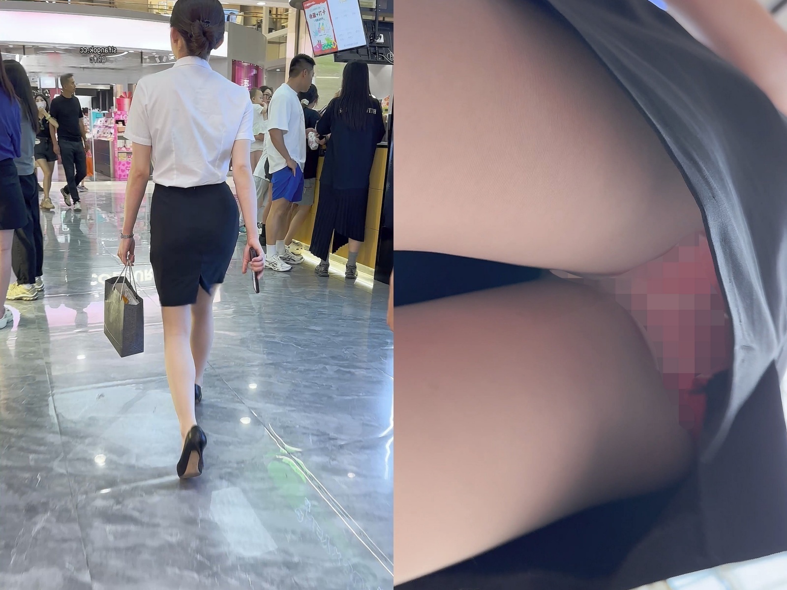 【KFC】前台OL中午吃饭·制服短裙肉色丝袜·红色内内前后CD【1V】【553M】