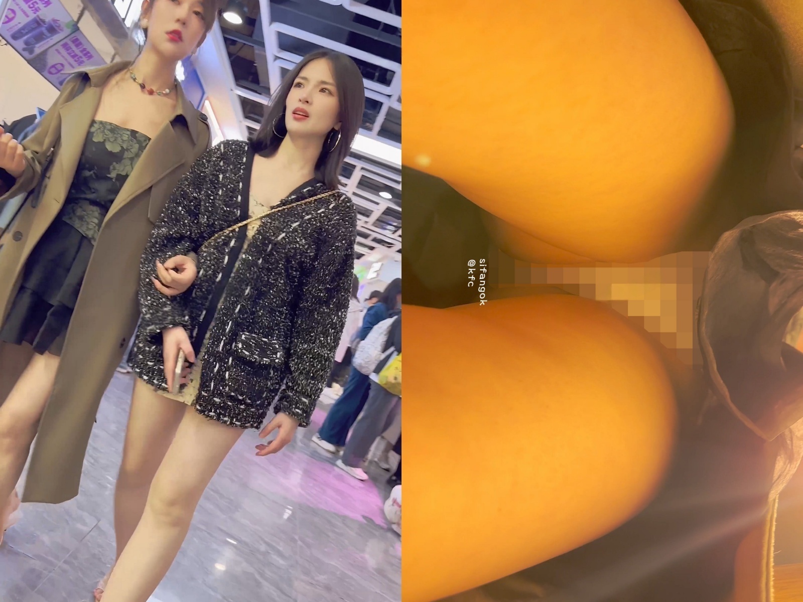 【KFC】两个骚货逛街·短裙骚窄内一箭双雕·同好也忍不住偷拍【1V】【1.06G】