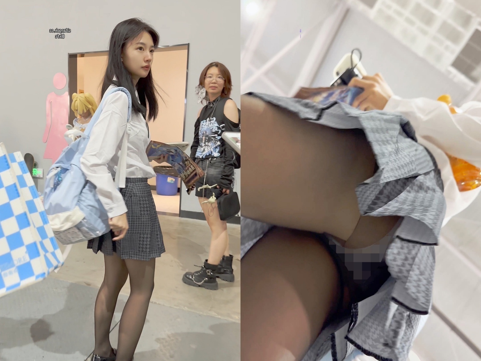【KFC】制服JK气质学生妹和闺蜜逛街·短裙黑丝袜白内前后CD【1V】【315M】