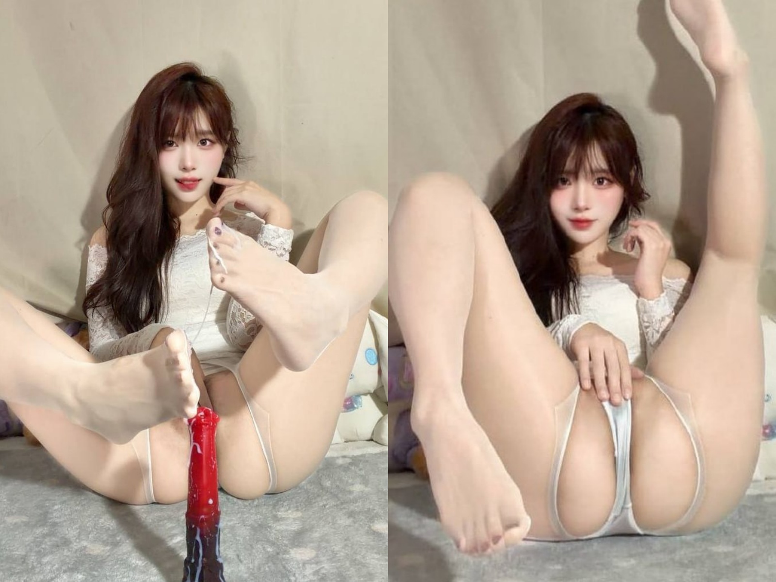 推特 林菓 第二弹，超高颜值女神，摄人心魄媚眼如丝，黑丝幻龙掰逼弹力插自慰白丝脚足交幻龙后入自慰【15P18V】【674M】