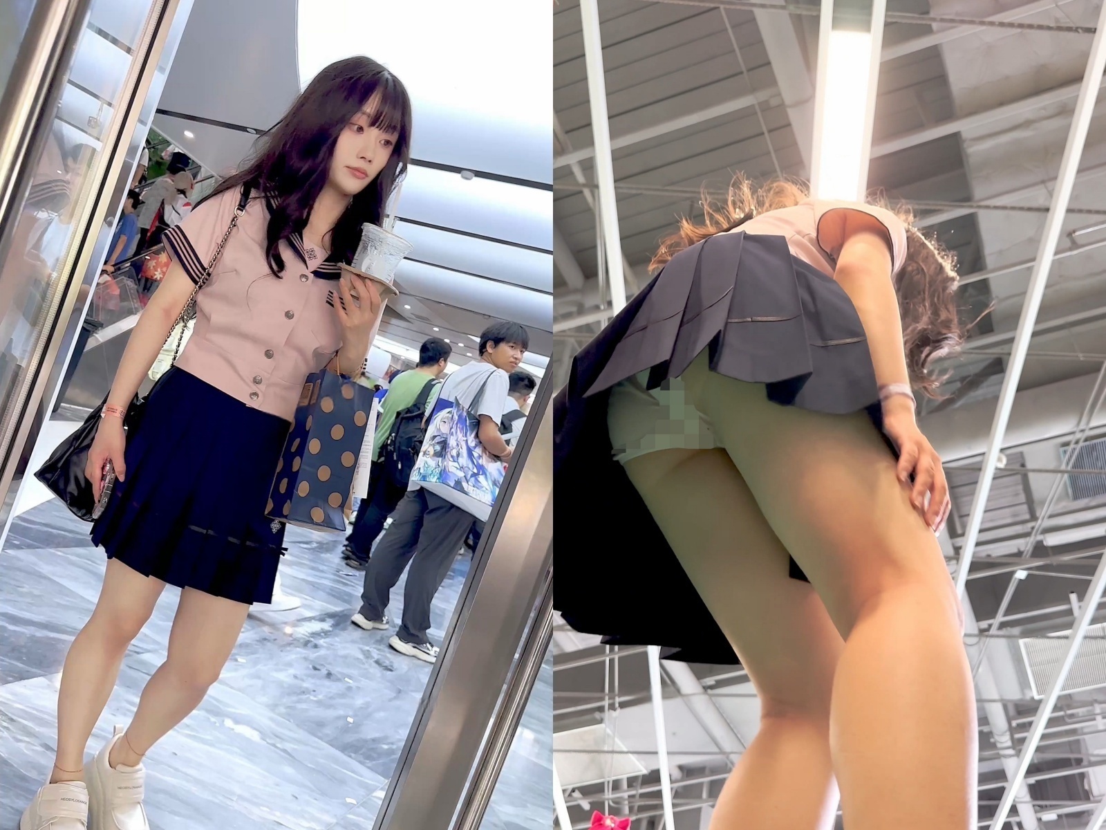 【KFC】水手服JK学生妹逛街·走累蹲下相机直接塞进裙底贴逼CD【1V】【1.41G】